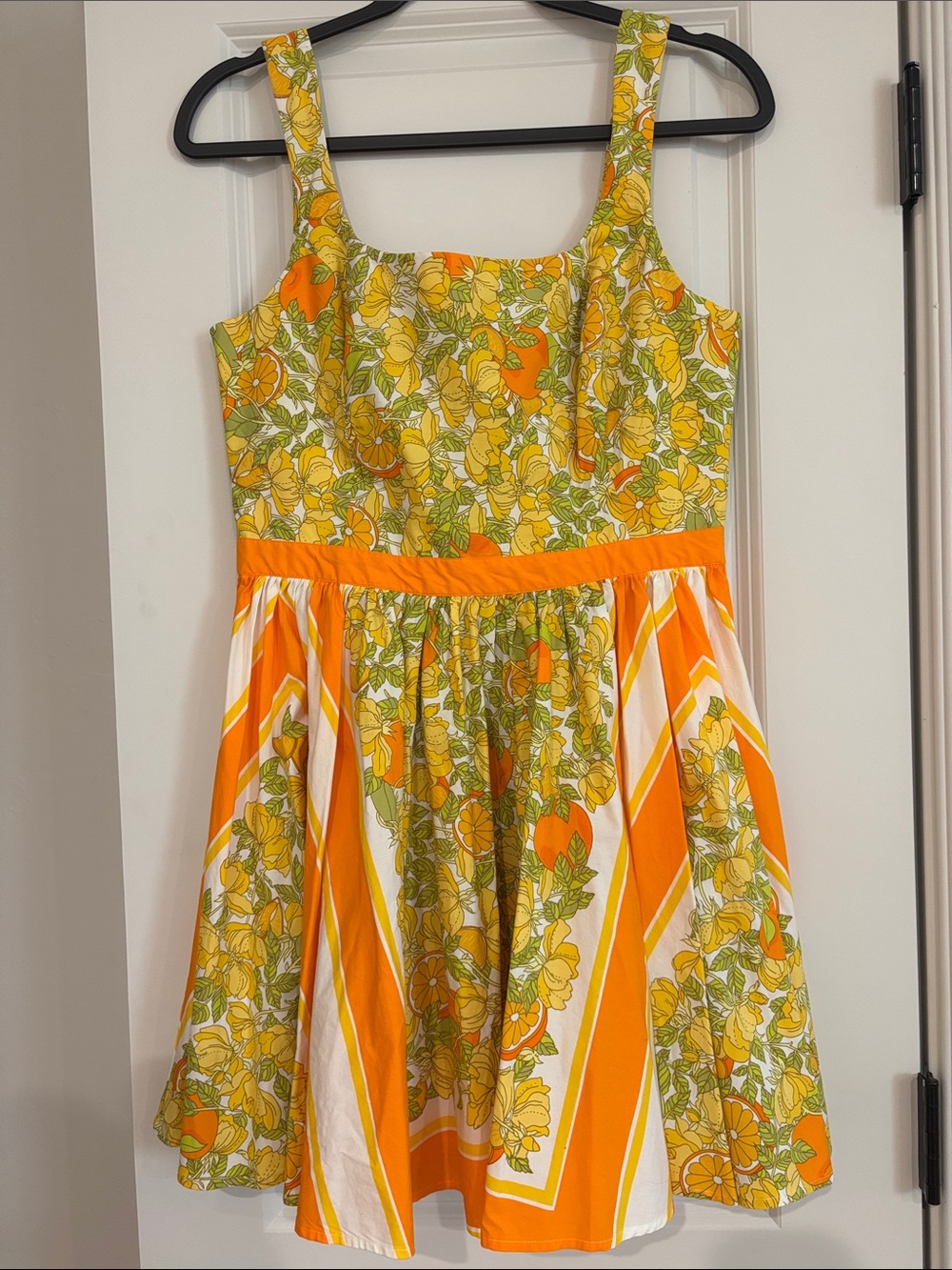 J. Crew Women’s Orange Floral Sundress with lemon accents, size 6
